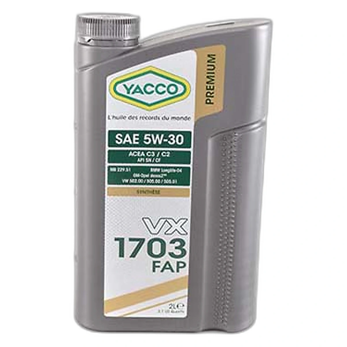 Aceite de motor 5W30 sintético 2L compatible con FAP/DPF - 5W30 C3-C2 2LT