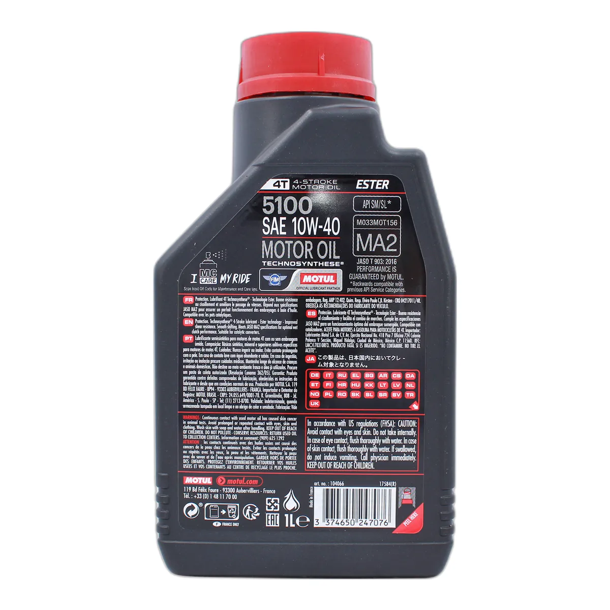 Aceite 10W-40 1L para motos 4 tiempos - Miniatura 2